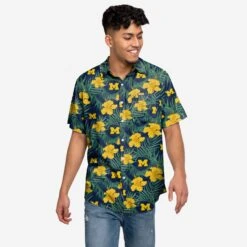 FOCO Michigan Wolverines Hibiscus Button Up Shirt
