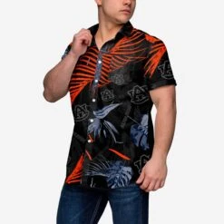 FOCO Auburn Tigers Neon Palm Button Up Shirt