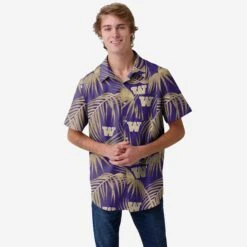 FOCO Washington Huskies Hawaiian Button Up Shirt