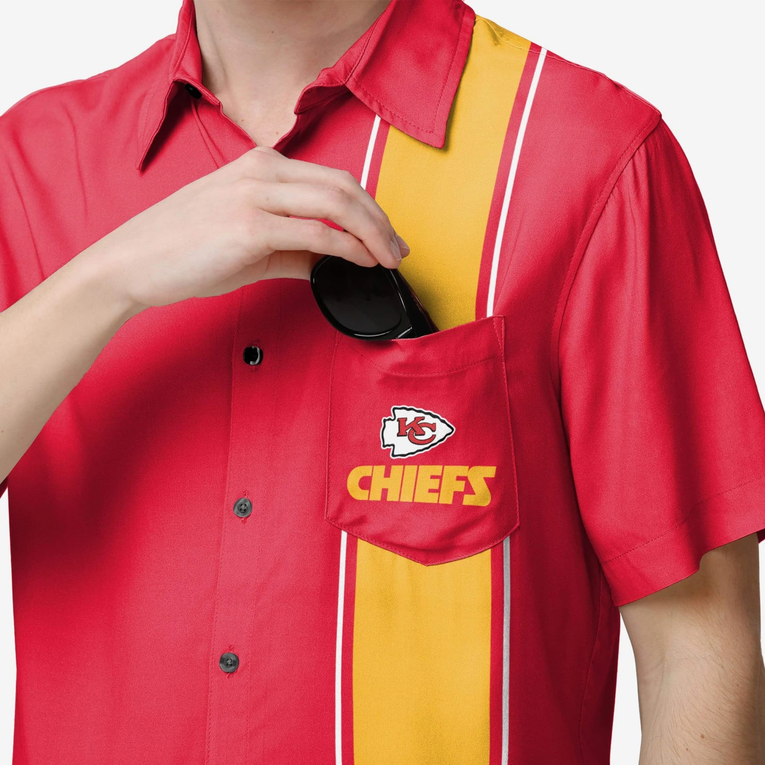 FOCO Kansas City Chiefs Bowling Stripe Button Up Shirt 5 FOCO Kansas City Chiefs Bowling Stripe Button Up Shirt - Image 3