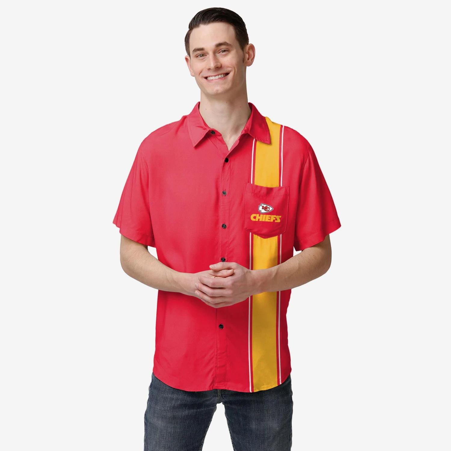 FOCO Kansas City Chiefs Bowling Stripe Button Up Shirt 3 FOCO Kansas City Chiefs Bowling Stripe Button Up Shirt