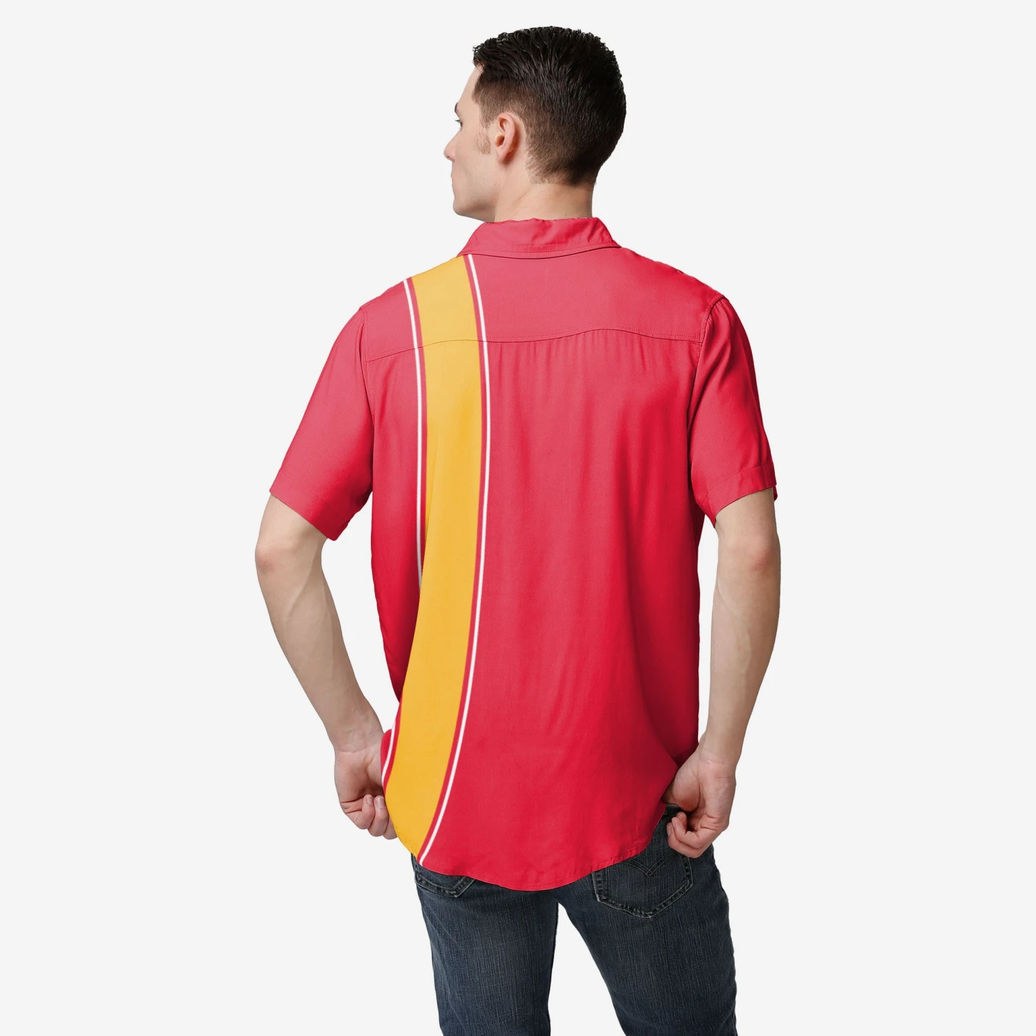 FOCO Kansas City Chiefs Bowling Stripe Button Up Shirt 4 FOCO Kansas City Chiefs Bowling Stripe Button Up Shirt - Image 2
