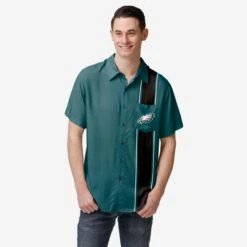 FOCO Philadelphia Eagles Bowling Stripe Button Up Shirt