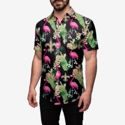FOCO New Orleans Saints Floral Button Up Shirt