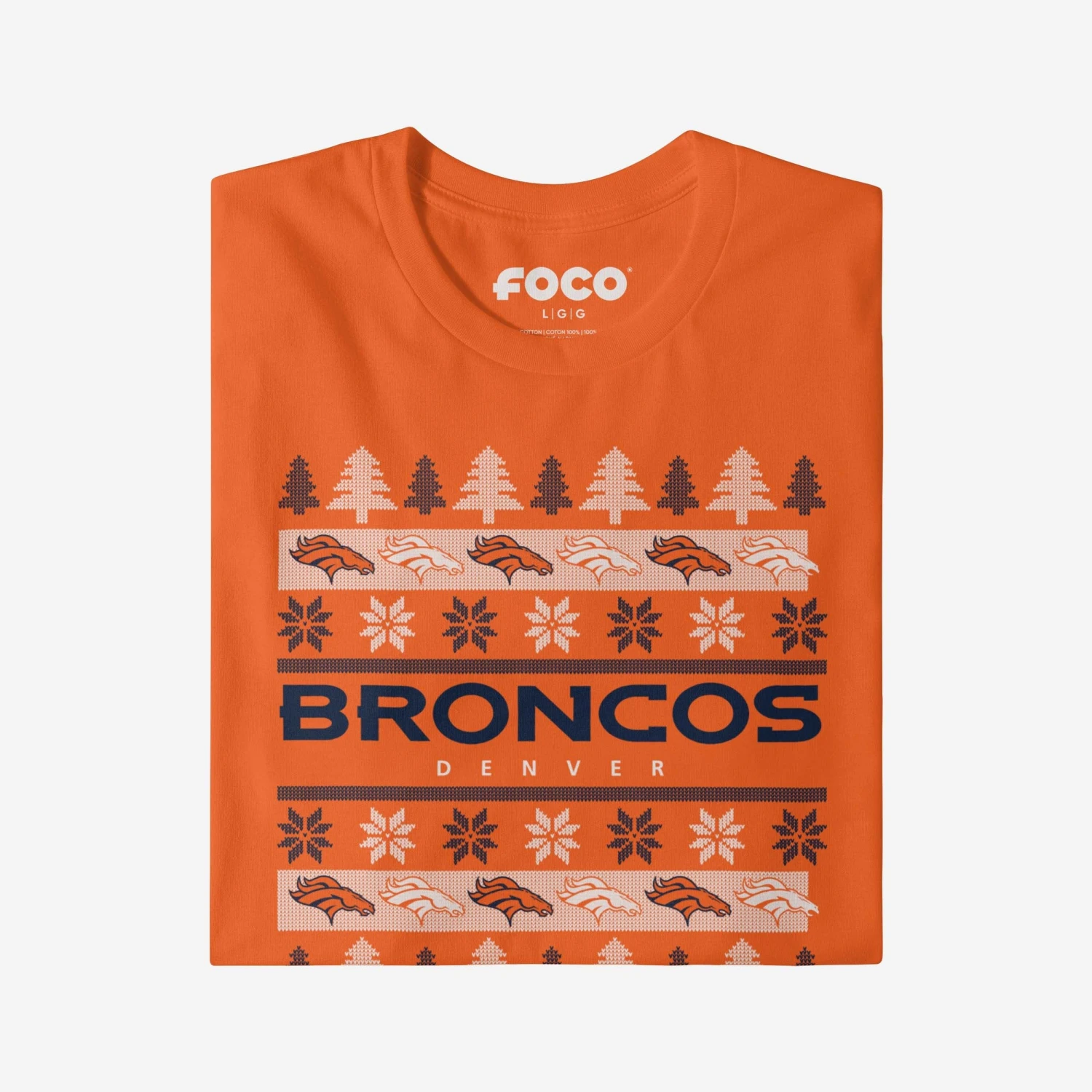 FOCO Denver Broncos Holiday Sweater T-Shirt 6 FOCO Denver Broncos Holiday Sweater T-Shirt - Image 4