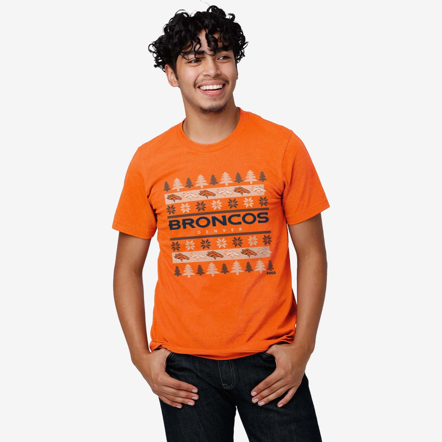 FOCO Denver Broncos Holiday Sweater T-Shirt 4 FOCO Denver Broncos Holiday Sweater T-Shirt - Image 2
