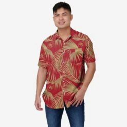 FOCO San Francisco 49ers Hawaiian Button Up Shirt
