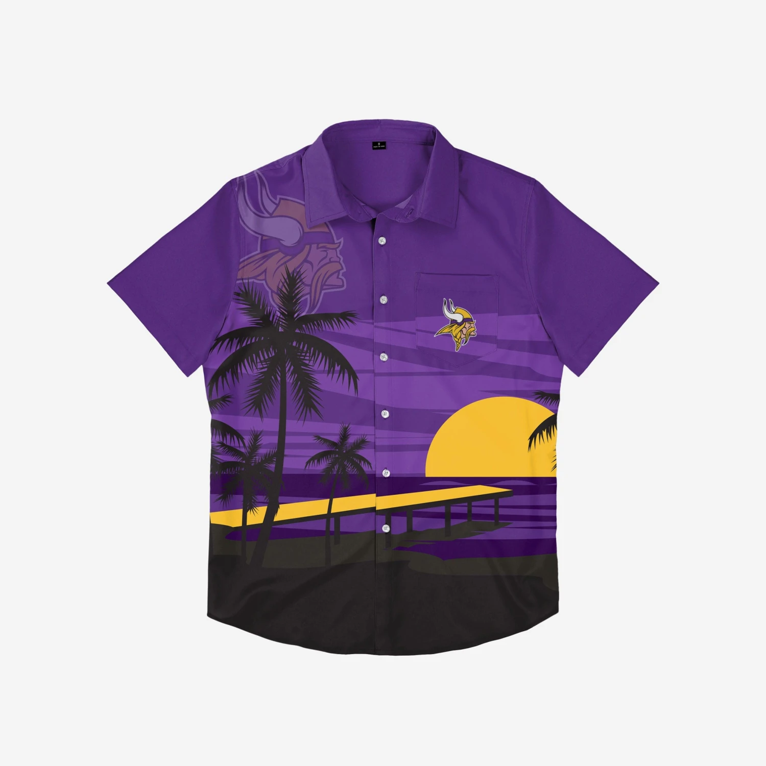 FOCO Minnesota Vikings Tropical Sunset Button Up Shirt 5 FOCO Minnesota Vikings Tropical Sunset Button Up Shirt - Image 3