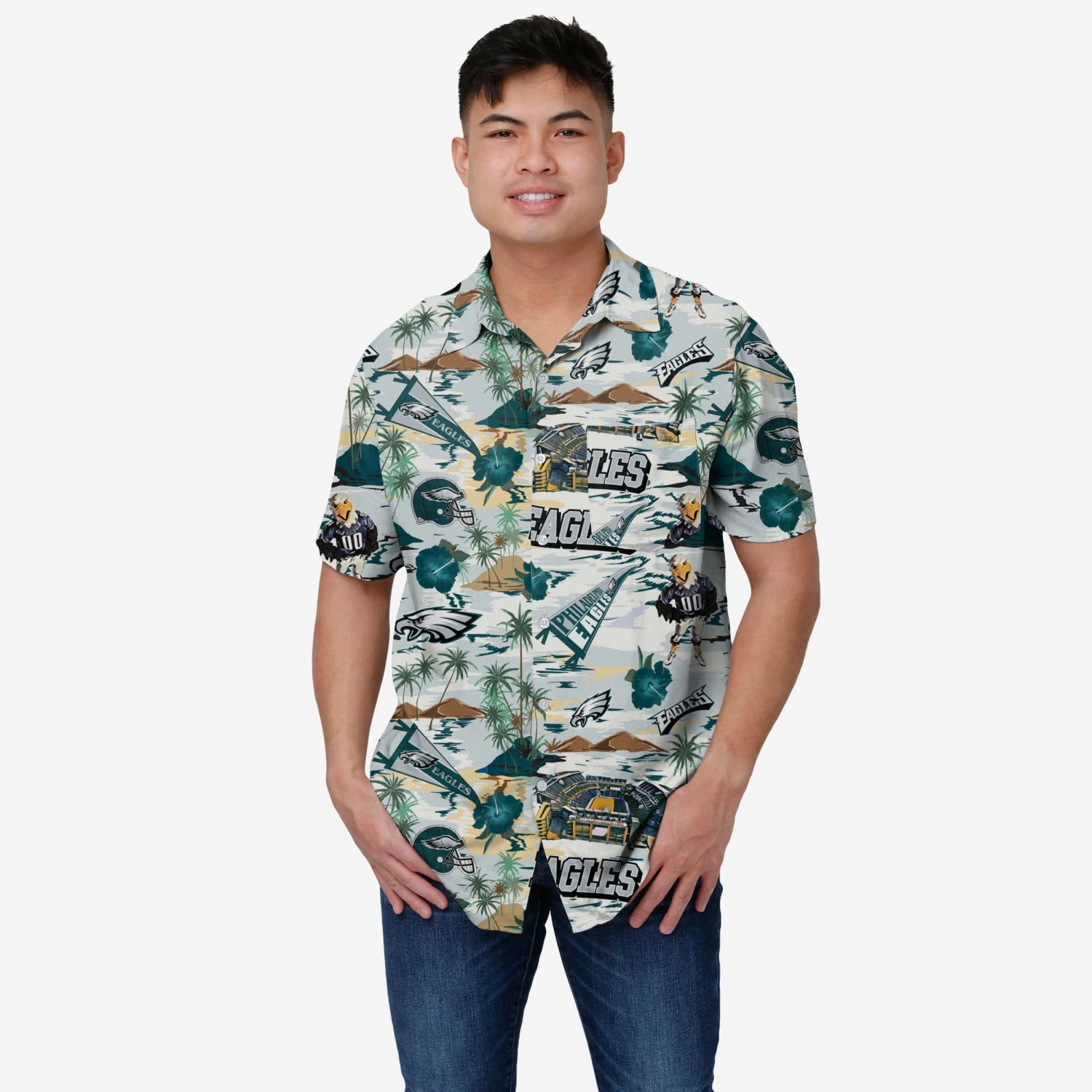 FOCO Philadelphia Eagles Thematic Stadium Print Button Up Shirt 3 FOCO Philadelphia Eagles Thematic Stadium Print Button Up Shirt