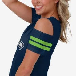 FOCO Seattle Seahawks Womens Cold Shoulder T-Shirt 8 FOCO Seattle Seahawks Womens Cold Shoulder T-Shirt -FOCO Shop TSWMNFHOLEYSS g3