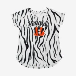 FOCO Cincinnati Bengals Womens White Stripe Wordmark Tunic -FOCO Shop TSWMNFWSTPTUCIB g3