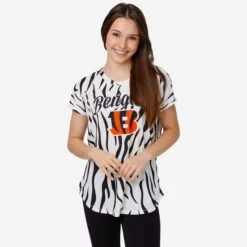 FOCO Cincinnati Bengals Womens White Stripe Wordmark Tunic